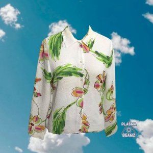 Summer Chiffon Crinkle Button-Down M